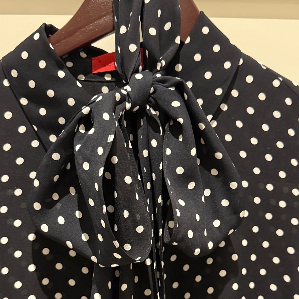 Carolina Herrera CH Polka Dot Silk Shirt - Black and White - Picture 3 of 10
